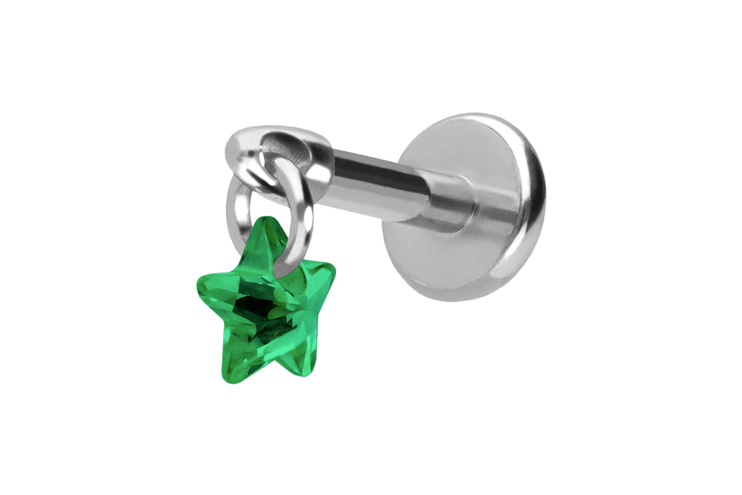Titan Labret Piercing mit Push Fit KRISTALLSTERN